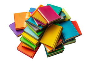 A stack of colorful books piled up on top of each other. Perfect for education, learning, or library-related themes. png