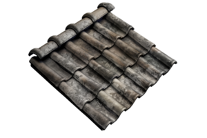 Closeup of vintage, weathered clay roof tiles showcasing the texture and detail. Ideal for backgrounds, architecture, and construction projects. png