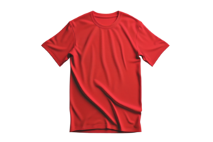 Plain red t-shirt isolated on transparent background. Perfect for mockups, design presentations, and fashion websites. png