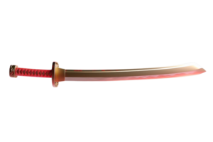 un alta calidad imagen de un tradicional japonés katana espada con un detallado rojo encargarse de y agudo cuchilla, aislado en un transparente antecedentes. png