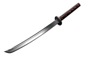 alta calidad imagen de un tradicional japonés katana espada con un hermosamente hecho a mano encargarse de y agudo cuchilla, Perfecto para marcial letras temas png