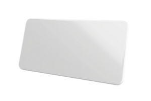 Isolated image of a blank white license plate on a transparent background, ideal for graphic design, advertising, and branding mockups. png