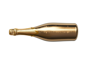 Golden champagne bottle image, perfect for celebrating special occasions, luxury parties, and elegant events with a touch of class. png
