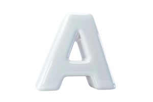White 3D letter A isolated on transparent background. High-resolution illustration ideal for alphabet and typography projects. png