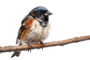 Close-up of a colorful bird with vibrant plumage perched on a branch, perfect for nature and wildlife enthusiasts. png