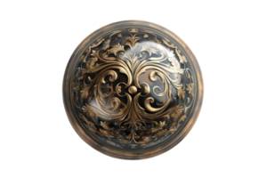 Elegant, ornate round decorative pattern with intricate floral details in bronze and black, suitable for various design and artistic applications png