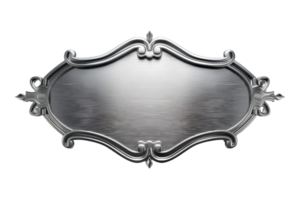 Elegant vintage silver metal frame with ornate details, perfect for adding a touch of sophistication to any project or design. png