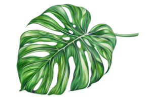 High-quality image of a green jungle leaf with distinct veins and vibrant color, perfect for nature-themed projects or botanical illustrations. png