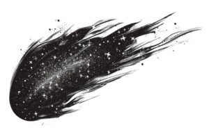 Illustration of a sparkling comet streaking through the night sky, creating a sense of wonder and cosmic elegance. png