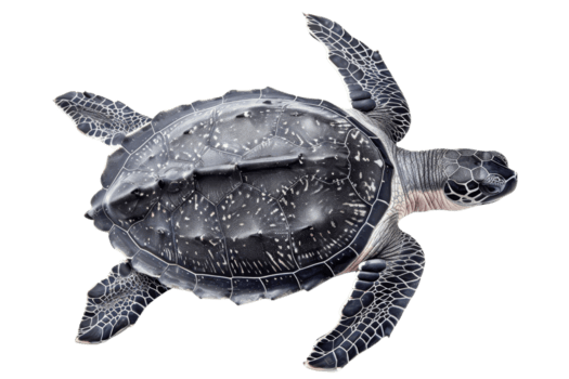 alta risoluzione Immagine di un' mare tartaruga con intricato conchiglia dettagli e pinne, isolato su un' trasparente sfondo. png