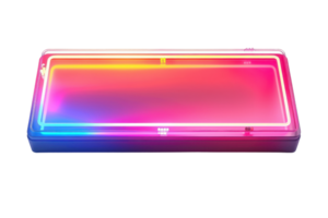 Neon colorful LED light with vibrant gradient hues in a rectangular shape, perfect for modern lighting and digital backgrounds. png