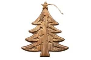 Wooden Christmas tree ornament with star, perfect for festive decorations, adding a rustic touch to holiday decor and seasonal celebrations. png
