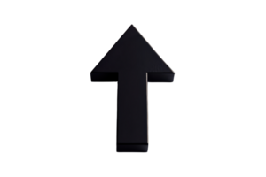 Black upward arrow isolated on transparent background. symbolizing direction, progress, and navigation. Ideal for web design and graphic projects. png
