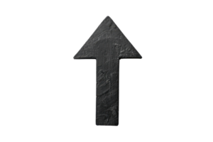 Black wooden directional arrow pointing upwards isolated on transparent background. perfect for design projects, navigation, and business growth concepts. png