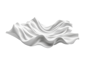A piece of white fabric with waves and folds, isolated on a transparent background, showcasing texture and softness in a minimalist style. png