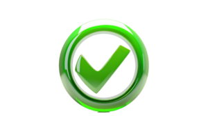 Green checkmark icon on a transparent background, symbolizing approval, success, or completion of a task, isolated and highlighted. png