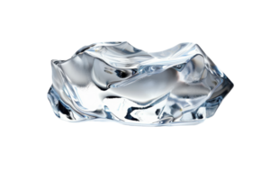 Abstract close-up of a smooth, reflective metallic surface with unique shape and texture, isolated on a transparent background. png