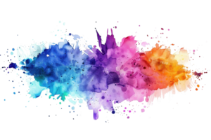 Vibrant watercolor splash in a spectrum of colors, perfect for creative designs, art projects, and digital graphics. png