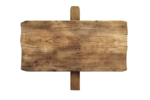 Wooden signboard isolated on transparent background. perfect for customized messages or rustic decor. Ideal for digital and print projects. png