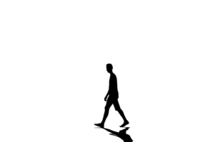 Silhouette of a solitary person walking against a transparent background. symbolizing independence, journey, and introspection. png
