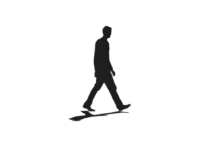 Silhouette of a man walking, isolated on a transparent background. Ideal for concepts related to movement, journey, and determination. png