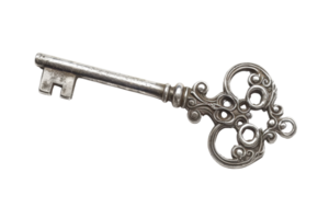 alta resolução imagem do a ornamentado Antiguidade chave com intrincado metalurgia, ideal para vintage e histórico temático projetos. png