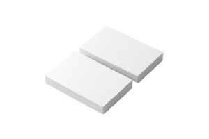 Two blank white business cards placed side by side on a transparent background. ideal for branding, presentations, and business identity design. png