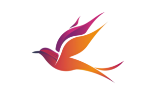 Vibrant abstract bird logo with gradient colors, symbolizing freedom, flight, and creativity, perfect for branding and design projects. png