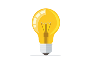 Illustration of a glowing yellow lightbulb isolated on a transparent background. symbolizing creativity, innovation, and bright ideas. png