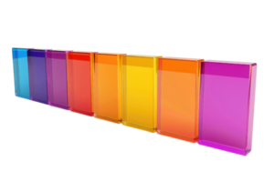 Colorful gradient bars in a row showcasing a spectrum of bright and vivid colors, perfect for abstract background or design elements. png