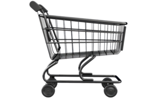 High-quality image of an empty shopping cart isolated on transparent background. Perfect for retail, commerce, and shopping-related themes. png