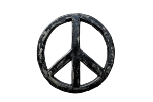 Rustic black peace symbol isolated on transparent background. embodying themes of tranquility and simplicity, ideal for designs and art projects. png