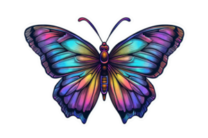 Vibrant and colorful butterfly illustration with intricate patterns and stunning gradient wings. Perfect for creative design and art projects. png