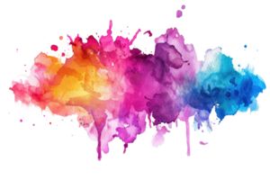 Vibrant watercolor splash artwork with colorful gradient blending. Perfect for artistic backgrounds, designs, and creative projects. png