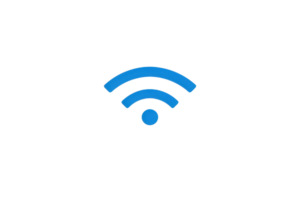 Blue wireless Wi-Fi icon on a transparent background. representing internet connectivity and network signal. Ideal for technology-related concepts. png