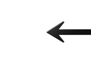Black leftward arrow icon isolated on a transparent background. Simple and minimalistic design for navigation and direction purposes. png