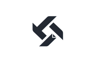 Abstract black geometric shape resembling arrows pointing in various directions, minimalistic design, suitable for logos, icons, or backgrounds. png