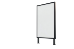 Blank vertical billboard with a simple black frame on a transparent background. perfect for advertising or custom design. Isolated cutout design. png