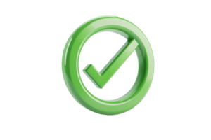 Green checkmark inside a circle, representing approval, success, or completion, isolated on a transparent background for versatile use. png