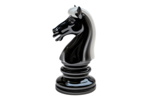 nero scacchi cavaliere pezzo isolato su un' trasparente sfondo. che rappresentano strategia, gioco pianificazione, e intellettuale sfida. png