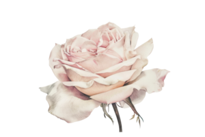 Delicate pink and white rose in full bloom isolated on transparent background. ideal for floral, nature, romantic, and botanical themes. png