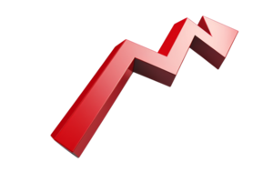 Red zigzag upward arrow symbolizing growth, progress, and positive trend. Ideal for business, finance, and statistics concepts. png