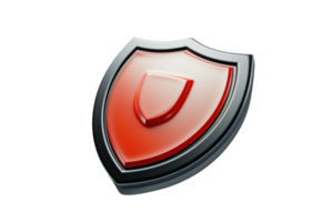 A vibrant red shield icon on a transparent background. representing security, protection, and defense in a sleek and modern design. png