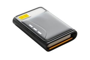 Modern compact book with a sleek design and digital touchscreen interface, perfect for contemporary electronic reading and storing data. png