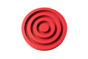 Minimalistic red round target symbol with concentric circles isolated on transparent background. Abstract geometric design for aim and focus concepts. png