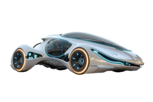 Futuristic electric car with a sleek design and advanced technology, showcasing innovation in transportation and automotive design. png