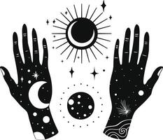 Female Hands and Boho Mystical vector
