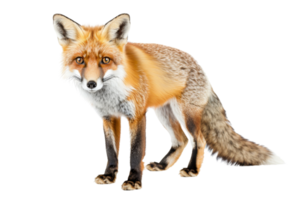 A high-quality image of a red fox standing alertly. Perfect for wildlife, nature, and animal concept projects. png