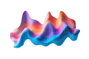 Abstract multicolored waveforms with flowing lines, representing data analysis or digital technology on a transparent background. png
