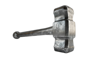 Heavy iron sledgehammer with a worn, metallic finish isolated on a transparent background. ideal for construction and demolition themes. png